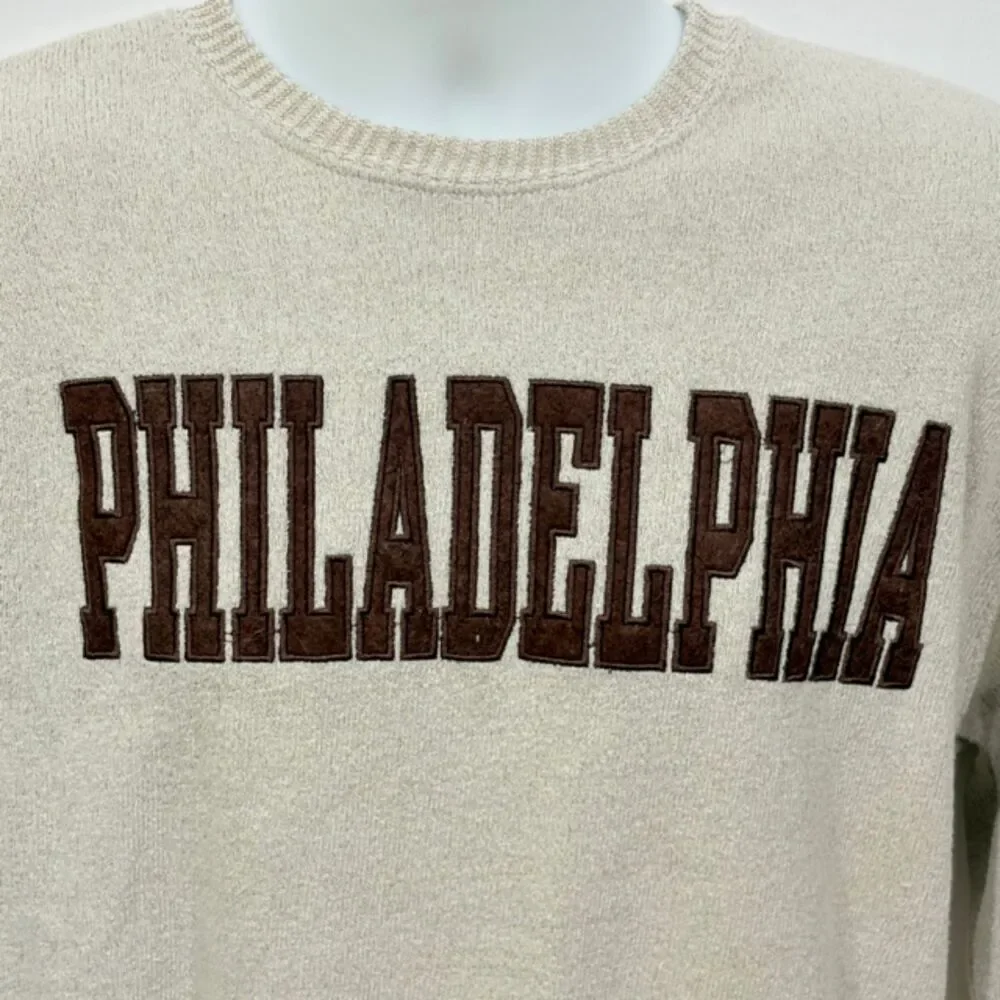 New York Popular Philadelphia Crewneck Sweatshirt Oatmeal Brown Size M
